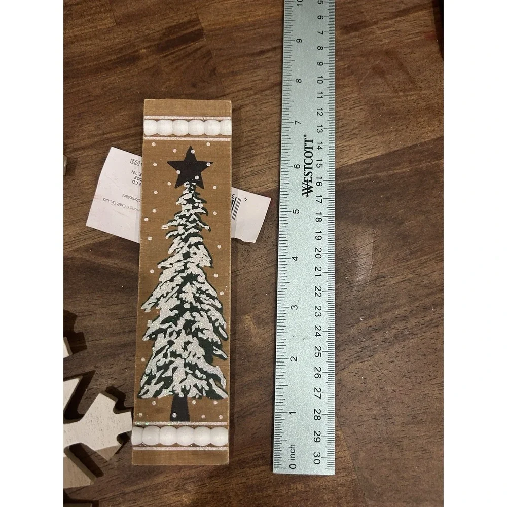 Lot Of 11 Rustic Wooden Snowflake Christmas Tree Star Ornaments Farmhouse‎ Decor